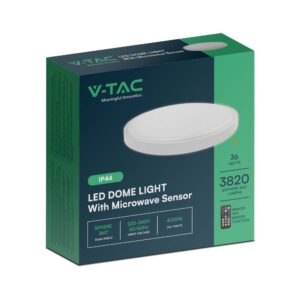 Πλαφονιέρα Οροφής LED 36W SMD 4000K IP44 Λευκού Χρώματος με Ανιχνευτή μικροκυμάτων V-TAC – 76651
