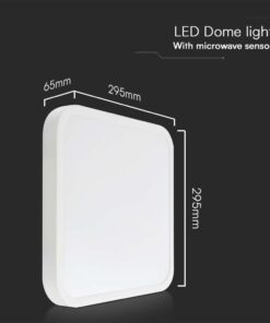 18W LED Πλαφονιέρα Τετράγωνη 30×30 Λευκή με Ανιχνευτή Κίνησης SAMSUNG Chip 1830lm 4000K IP44 V-TAC – 76661-24