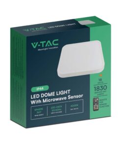 Πλαφονιέρα Οροφής LED 18W SMD 4000K IP44 Λευκού Χρώματος Ανιχνευτή μικροκυμάτων V-TAC – 76661