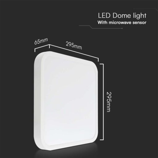 Πλαφονιέρα Οροφής LED 18W SMD 4000K IP44 Λευκού Χρώματος Ανιχνευτή μικροκυμάτων  V-TAC – 76661