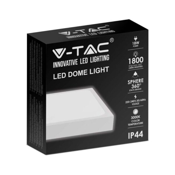 LED πλαφονιέρα 30W SMD τετράγωνη φυσικό λευκό 4000K IP44 με λευκό σώμα με ανιχνευτή μικροκυμάτων IP44 V-TAC – 7668