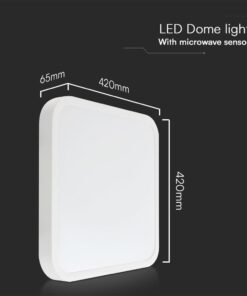 Πλαφονιέρα Τετράγωνη LED 36W 4000K IP44 με Ανιχνευτή Κίνησης Λευκή V-TAC Samsung Chip – 76681-24