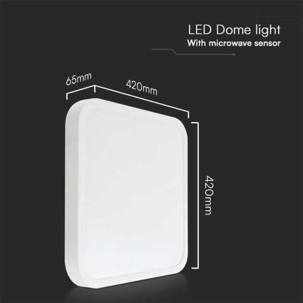 Πλαφονιέρα Τετράγωνη LED 36W 4000K IP44 με Ανιχνευτή Κίνησης Λευκή V-TAC Samsung Chip – 76681-24