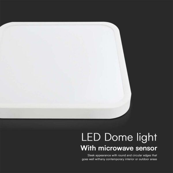 Πλαφονιέρα Τετράγωνη LED 36W 4000K IP44 με Ανιχνευτή Κίνησης Λευκή V-TAC Samsung Chip – 76681-24