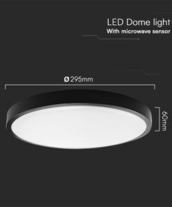 18W LED Πλαφονιέρα Στρογγυλή Φ300 Μαύρη με Ανιχνευτή Κίνησης SAMSUNG Chip 1830lm 4000K IP44 V-TAC – 76691-24