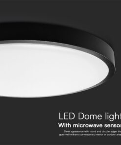 18W LED Πλαφονιέρα Στρογγυλή Φ300 Μαύρη με Ανιχνευτή Κίνησης SAMSUNG Chip 1830lm 4000K IP44 V-TAC – 76691-24