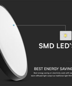18W LED Πλαφονιέρα Στρογγυλή Φ300 Μαύρη με Ανιχνευτή Κίνησης SAMSUNG Chip 1830lm 4000K IP44 V-TAC – 76691-24