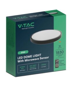Φωτιστικό Οροφής LED 18W 4000K IP44 με Ανιχνευτή Κίνησης Μαύρου Χρώματος V-TAC – 76691VT