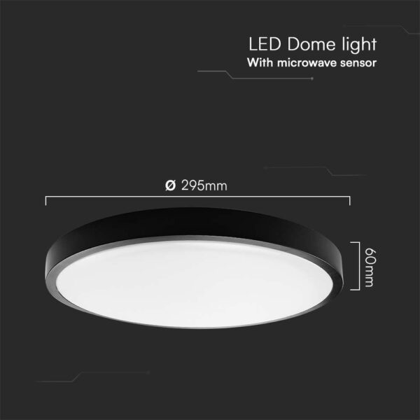 Φωτιστικό Οροφής LED 18W 4000K IP44 με Ανιχνευτή Κίνησης Μαύρου Χρώματος  V-TAC – 76691VT