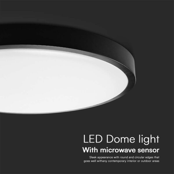 Φωτιστικό Οροφής LED 18W 4000K IP44 με Ανιχνευτή Κίνησης Μαύρου Χρώματος  V-TAC – 76691VT