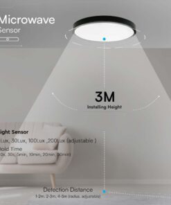 Φωτιστικό Οροφής LED 18W 4000K IP44 με Ανιχνευτή Κίνησης Μαύρου Χρώματος V-TAC – 76691VT