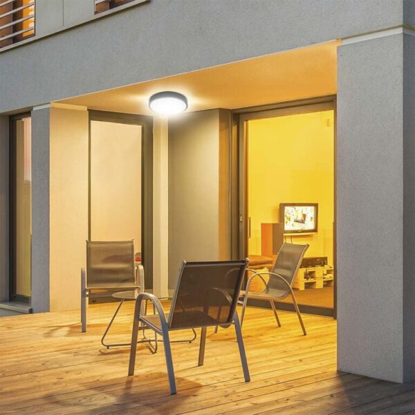 LED πλαφονιέρα 30W SMD στρογγυλή φυσικό λευκό 4000K IP44 με μαύρο σώμα με ανιχνευτή μικροκυμάτων V-TAC – 7671