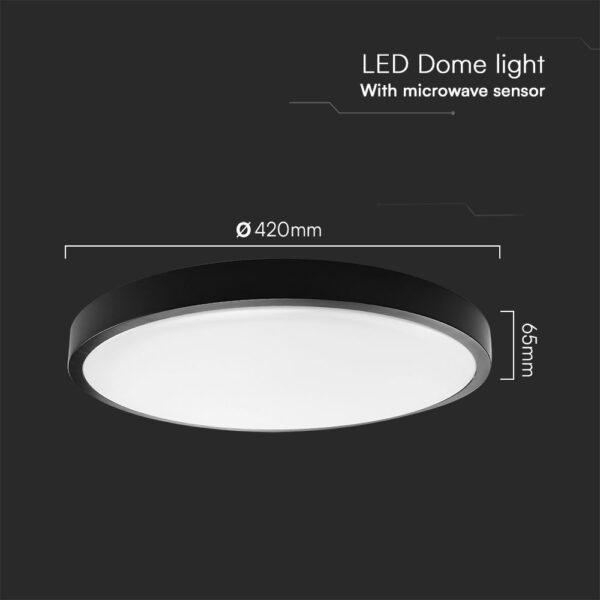Πλαφονιέρα Στρογγυλή LED 36W 4000K IP44 με Ανιχνευτή Κίνησης Μαύρη V-TAC Samsung Chip – 76711-24
