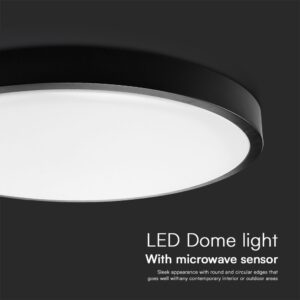 Πλαφονιέρα Στρογγυλή LED 36W 4000K IP44 με Ανιχνευτή Κίνησης Μαύρη V-TAC Samsung Chip – 76711-24