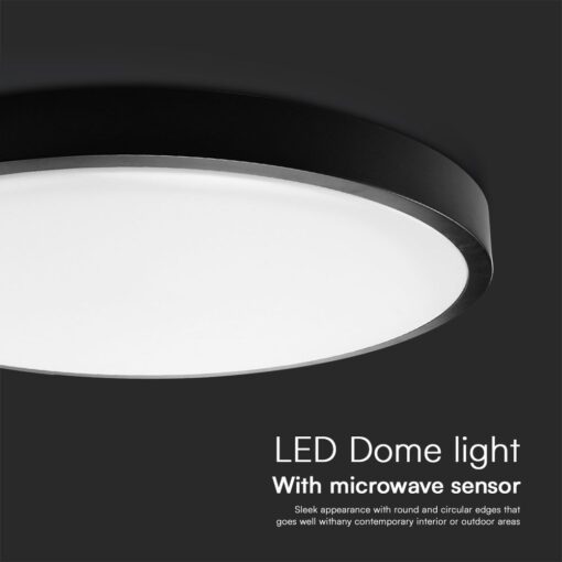 Πλαφονιέρα Στρογγυλή LED 36W 4000K IP44 με Ανιχνευτή Κίνησης Μαύρη V-TAC Samsung Chip – 76711-24