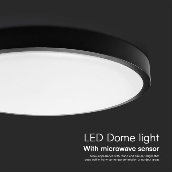 Πλαφονιέρα Στρογγυλή LED 36W 4000K IP44 με Ανιχνευτή Κίνησης Μαύρη V-TAC Samsung Chip – 76711-24