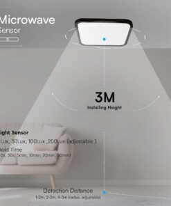 LED Πλαφονιέρα 36W Τετράγωνη με Ανιχνευτή Κίνησης Μαύρο Σώμα 4000K IP44 V-TAC – 76741
