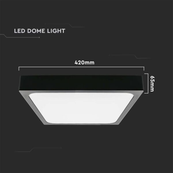 LED πλαφονιέρα 30W SMD τετράγωνη φυσικό λευκό 4000K IP44 με μαύρο σώμα με ανιχνευτή μικροκυμάτων V-TAC – 7674