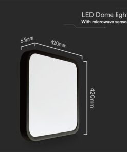 Πλαφονιέρα Τετράγωνη LED 36W 4000K IP44 με Ανιχνευτή Κίνησης Μαύρη V-TAC Samsung Chip – 76741-24