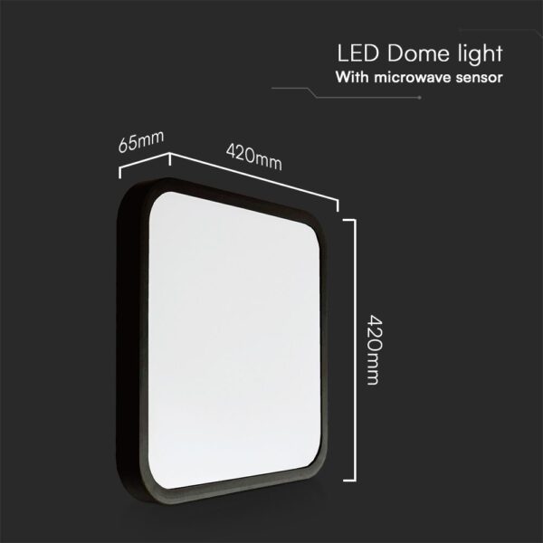 Πλαφονιέρα Τετράγωνη LED 36W 4000K IP44 με Ανιχνευτή Κίνησης Μαύρη V-TAC Samsung Chip – 76741-24