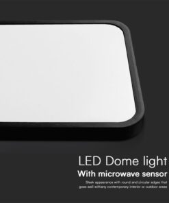 Πλαφονιέρα Τετράγωνη LED 36W 4000K IP44 με Ανιχνευτή Κίνησης Μαύρη V-TAC Samsung Chip – 76741-24