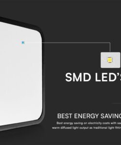 Πλαφονιέρα Τετράγωνη LED 36W 4000K IP44 με Ανιχνευτή Κίνησης Μαύρη V-TAC Samsung Chip – 76741-24
