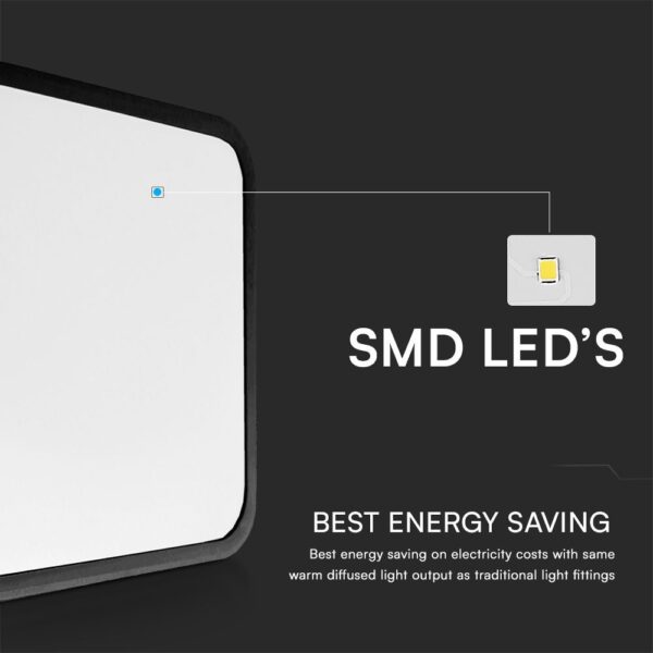 Πλαφονιέρα Τετράγωνη LED 36W 4000K IP44 με Ανιχνευτή Κίνησης Μαύρη V-TAC Samsung Chip – 76741-24