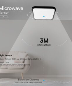 Πλαφονιέρα Τετράγωνη LED 36W 4000K IP44 με Ανιχνευτή Κίνησης Μαύρη V-TAC Samsung Chip – 76741-24