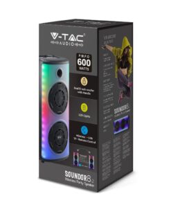 Φορητό Ασύρματο Επαναφορτιζόμενο Ηχείο Bluetooth 600W RGB LED Τηλεχειριστήριο & Μικρόφωνο Καραόκε – 7677