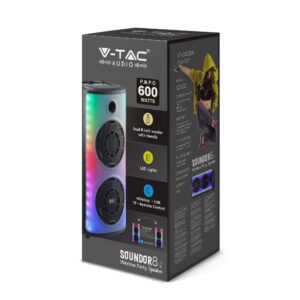 Φορητό Ασύρματο Επαναφορτιζόμενο Ηχείο Bluetooth 600W  RGB LED Τηλεχειριστήριο & Μικρόφωνο Καραόκε – 7677