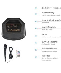 Φορητό Ασύρματο Επαναφορτιζόμενο Ηχείο Bluetooth 600W RGB LED Τηλεχειριστήριο & Μικρόφωνο Καραόκε – 7677