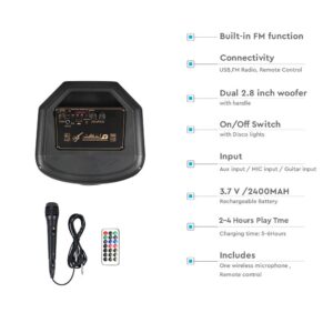 Φορητό Ασύρματο Επαναφορτιζόμενο Ηχείο Bluetooth 600W  RGB LED Τηλεχειριστήριο & Μικρόφωνο Καραόκε – 7677