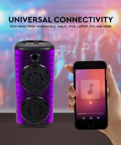 Φορητό Ασύρματο Επαναφορτιζόμενο Ηχείο Bluetooth 600W RGB LED Τηλεχειριστήριο & Μικρόφωνο Καραόκε – 7677