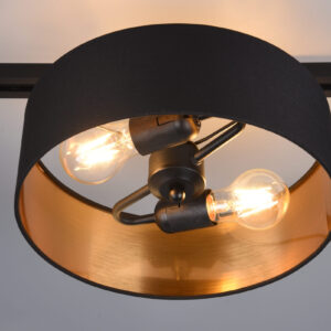 Φωτιστικό Οροφής Trio Lighting DUOLINE  2x E27 Schwarz-Gold Υφασμάτινο   – 76820280