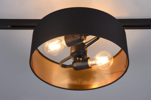 Φωτιστικό Οροφής Trio Lighting DUOLINE  2x E27 Schwarz-Gold Υφασμάτινο   – 76820280