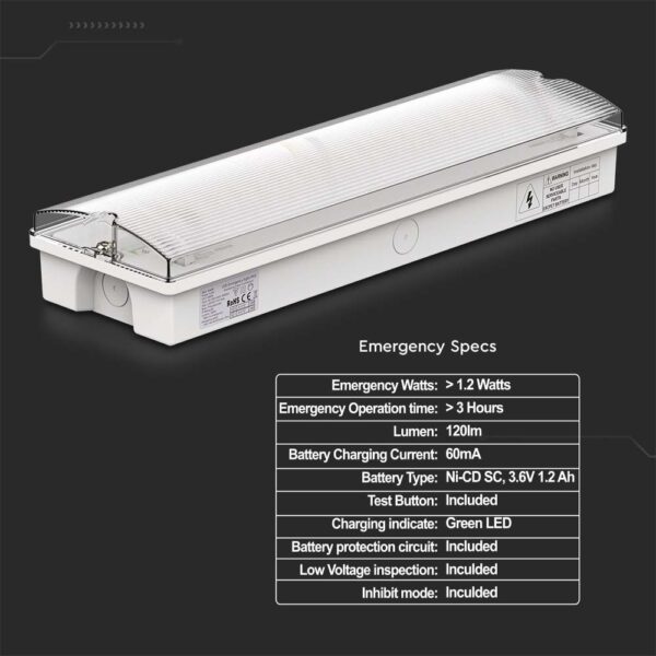 3W LED Φωτιστικό Ασφαλείας με Test Button & RF Control 6400K V-TAC – 7688
