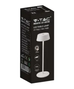 LED Επαναφορτιζόμενο Πορτατιφ 2W 3000Κ με Λευκό Σώμα Dimmable IP54 V-TAC – 7689