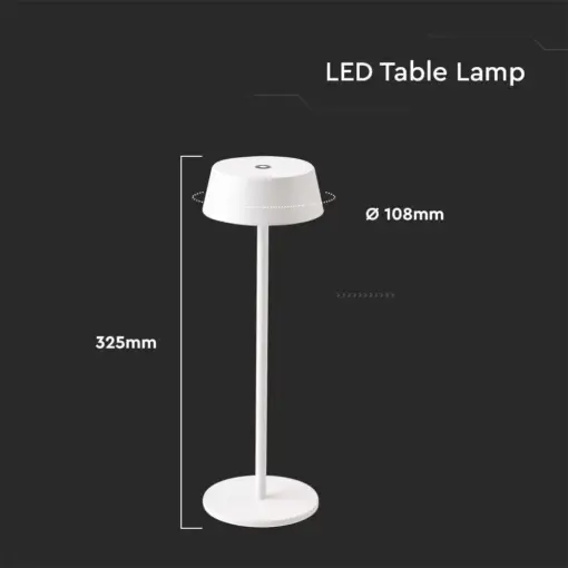 LED Επαναφορτιζόμενο Πορτατιφ 2W 3000Κ με Λευκό Σώμα  Dimmable  IP54 V-TAC – 7689