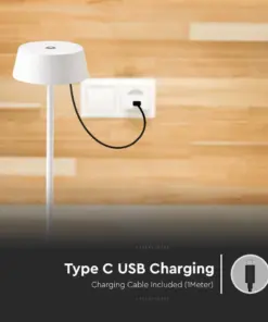 LED Επαναφορτιζόμενο Πορτατιφ 2W 3000Κ με Λευκό Σώμα Dimmable IP54 V-TAC – 7689