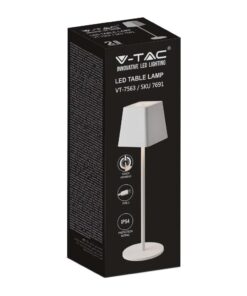 LED φωτιστικό γραφείου 2W επαναφορτιζόμενο 3000Κ με λευκό σώμα dimmable V-TAC – 7691