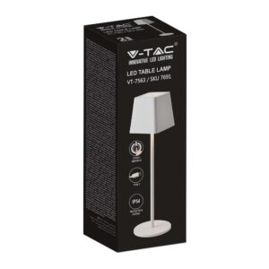 LED φωτιστικό γραφείου 2W επαναφορτιζόμενο 3000Κ με λευκό σώμα dimmable V-TAC – 7691