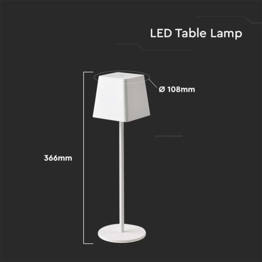 LED φωτιστικό γραφείου 2W επαναφορτιζόμενο 3000Κ με λευκό σώμα dimmable V-TAC – 7691