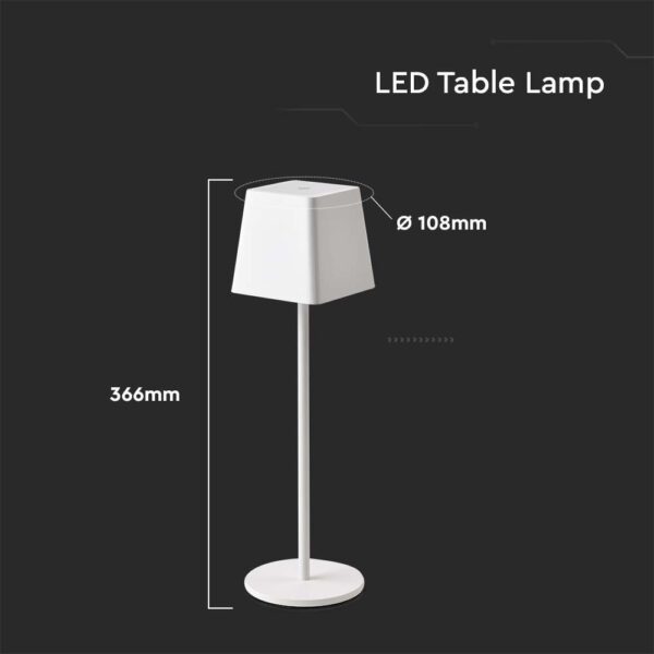 LED φωτιστικό γραφείου 2W επαναφορτιζόμενο 3000Κ με λευκό σώμα dimmable V-TAC – 7691