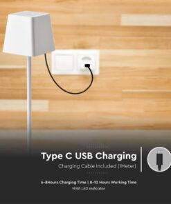 LED φωτιστικό γραφείου 2W επαναφορτιζόμενο 3000Κ με λευκό σώμα dimmable V-TAC – 7691