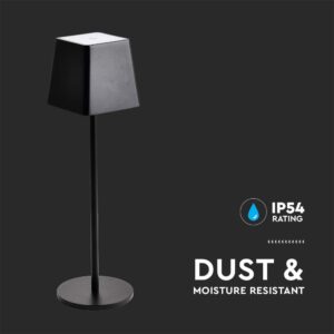 LED φωτιστικό γραφείου 2W επαναφορτιζόμενο 3000Κ με μαύρο σώμα dimmable V-TAC – 7692