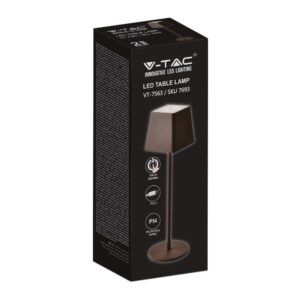 LED φωτιστικό γραφείου 2W επαναφορτιζόμενο 3000Κ με καφέ σώμα dimmable V-TAC – 7693