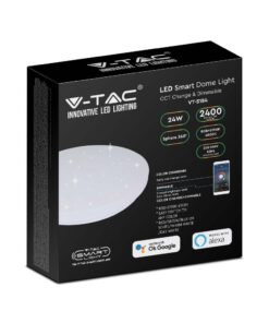 Wi-Fi Smart LED Πλαφονιέρα Λευκή με Έναστρο Κάλλυμα 24W V-TAC RGB+W CCT Dimmable – 7694