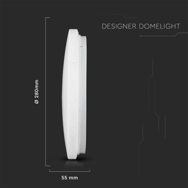 Wi-Fi Smart LED Πλαφονιέρα Λευκή με Έναστρο Κάλλυμα 24W V-TAC RGB+W CCT Dimmable – 7694