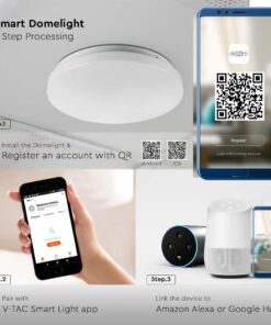 Wi-Fi Smart LED Πλαφονιέρα Λευκή με Έναστρο Κάλλυμα 24W V-TAC RGB+W CCT Dimmable – 7694