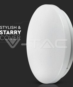 Wi-Fi Smart LED Πλαφονιέρα Λευκή με Έναστρο Κάλλυμα 36W V-TAC RGB+W CCT Dimmable – 7695